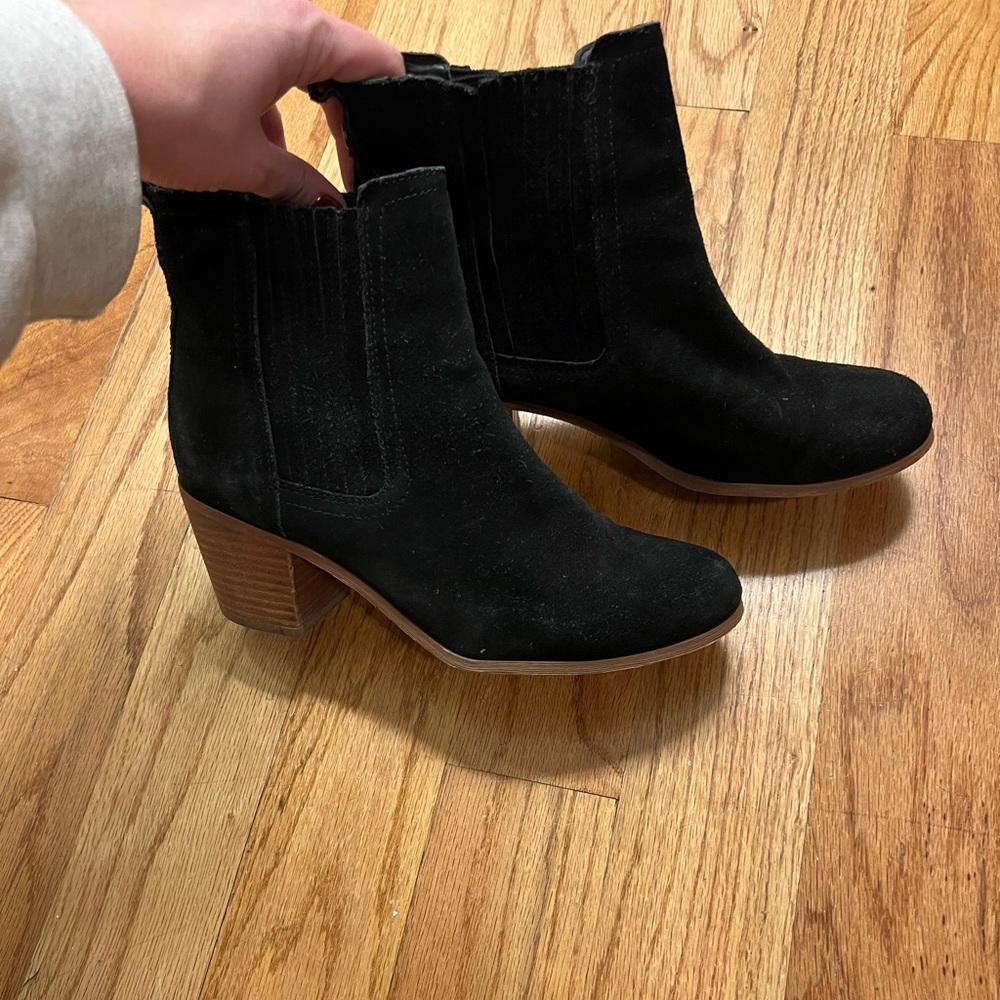 Sam Edelman Black Suede Block Heel Bootie 9.5
